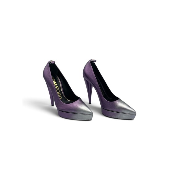Tom Ford Shoes - Tom Ford Ombré Metallic Leather Platform Pumps Purple Silver EU 37 US 7